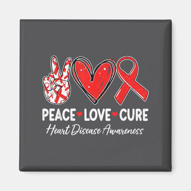 Peace Love Heart Health Heart Disease Awareness Ch Magnet (Front)