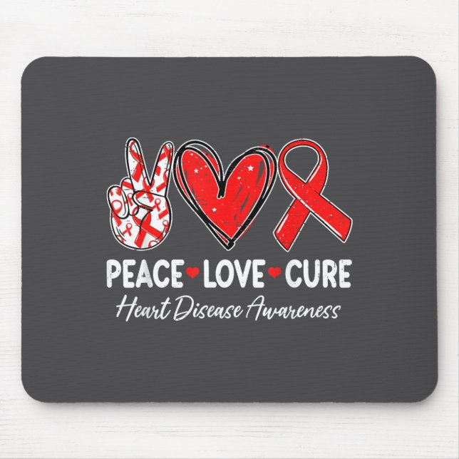 Peace Love Heart Health Heart Disease Awareness Ch Mouse Mat (Front)