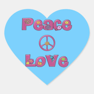 peace & love heart sticker