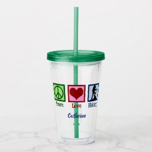 Peace Love Hiking Acrylic Tumbler