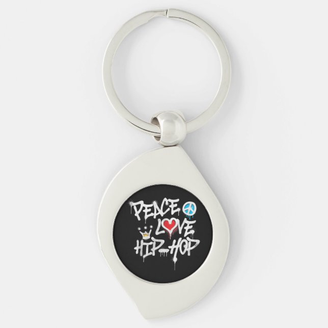 Peace Love Hip Hop Dancing Key Ring (Front)
