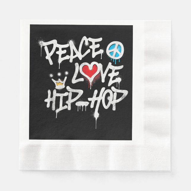 Peace Love Hip Hop Dancing Napkin (Front)