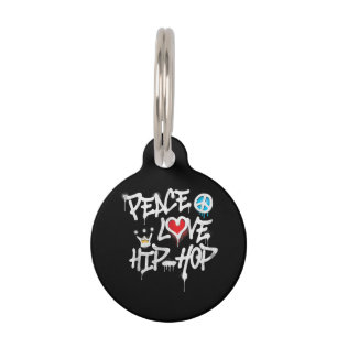 Peace Love Hip Hop Dancing Pet Tag