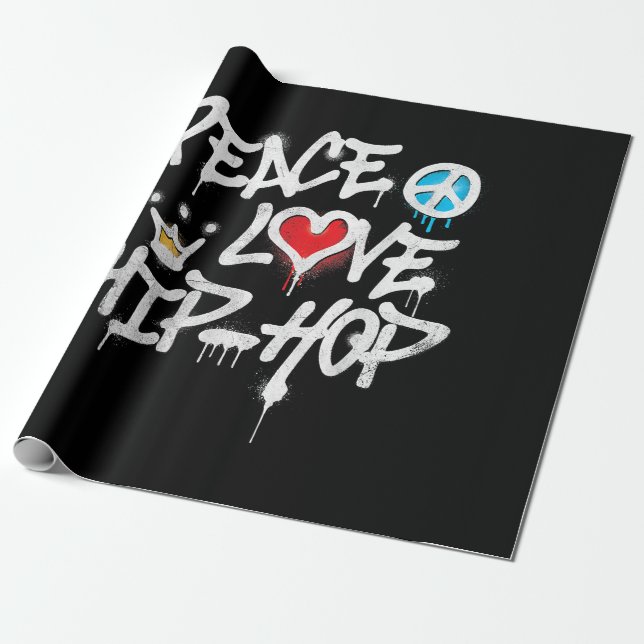 Peace Love Hip Hop Dancing Wrapping Paper (Unrolled)