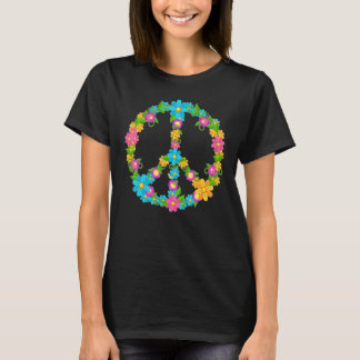 Peace Love Hippie  60's 70's Hippie Colourful Flow T-Shirt