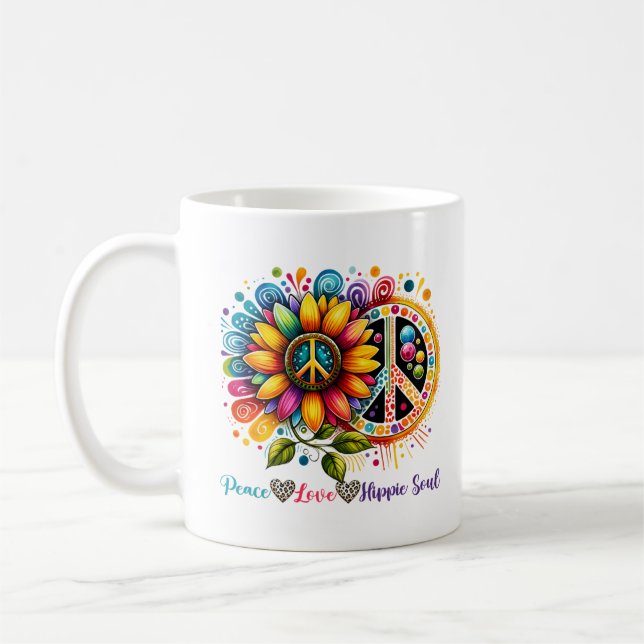 Peace love hippie soul coffee mug (Left)
