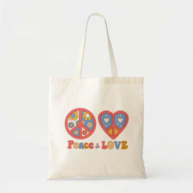 PEACE & LOVE HIPPIE TOTE BAG (Front)