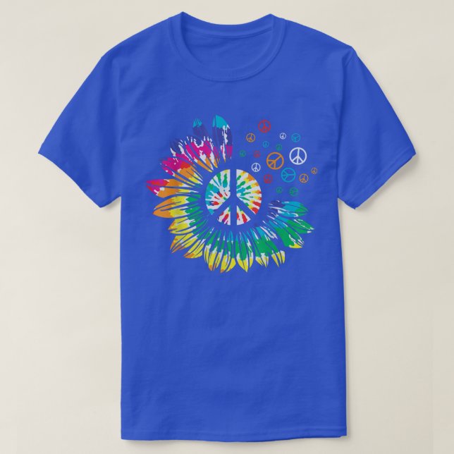 Peace Love Hippieness Sunflower TieDie 60s 70s Flo T-Shirt (Design Front)