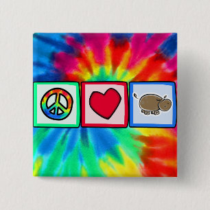 Peace, Love, Hippos 15 Cm Square Badge