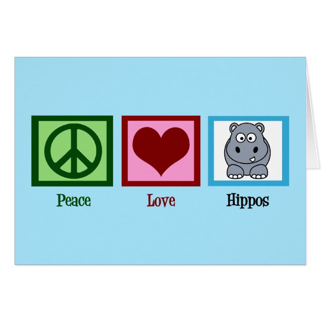 Peace Love Hippos Card (Front Horizontal)