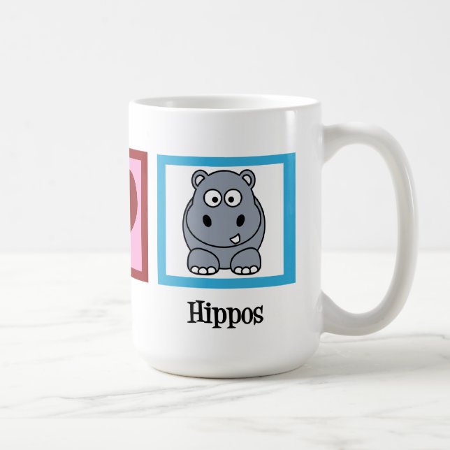 Peace Love Hippos Cute Hippo Coffee Mug (Right)