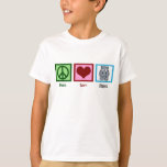 Peace Love Hippos Cute Hippo Kids T-Shirt<br><div class="desc">Cute hippo children's t-shirt featuring a pretty green peace sign,  heart,  and an adorable cartoon hippopotamus. Peace Love Hippos Kids Tee.</div>