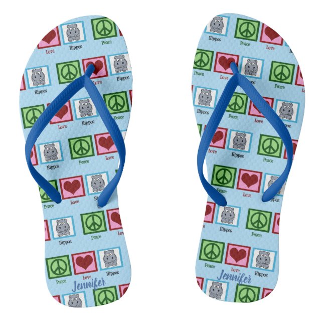Peace Love Hippos Flip Flops (Footbed)