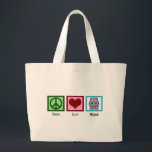 Peace Love Hippos Large Tote Bag<br><div class="desc">Cute hippo gift.</div>