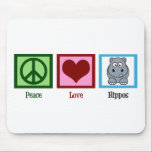Peace Love Hippos Mouse Mat<br><div class="desc">Cute hippo gift.</div>
