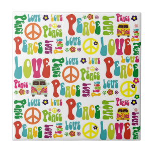 Peace Love Hippy Pattern Tile