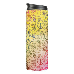 Peace Love Hippy Symbol Design Thermal Tumbler