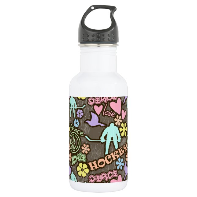 Peace, Love, Hockey 532 Ml Water Bottle (Front)