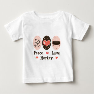 Peace Love Hockey Baby T shirt