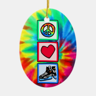Peace, Love, Hockey Ceramic Tree Decoration