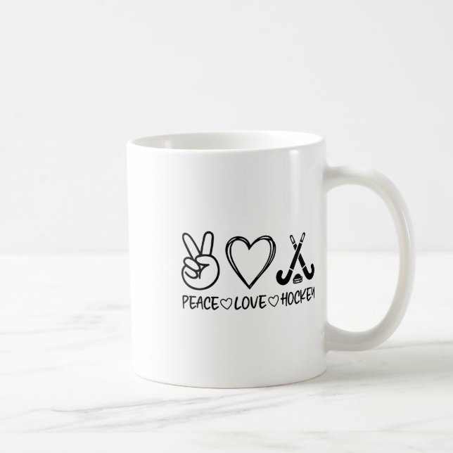 Peace Love Hockey  Coffee Mug (Right)