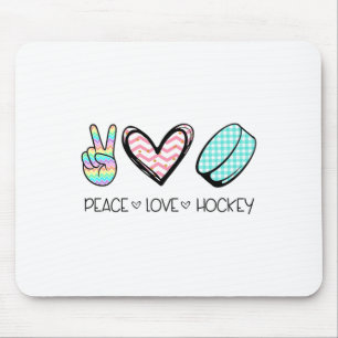 Peace Love Hockey Cute Design For Women Teen Girls Mouse Mat
