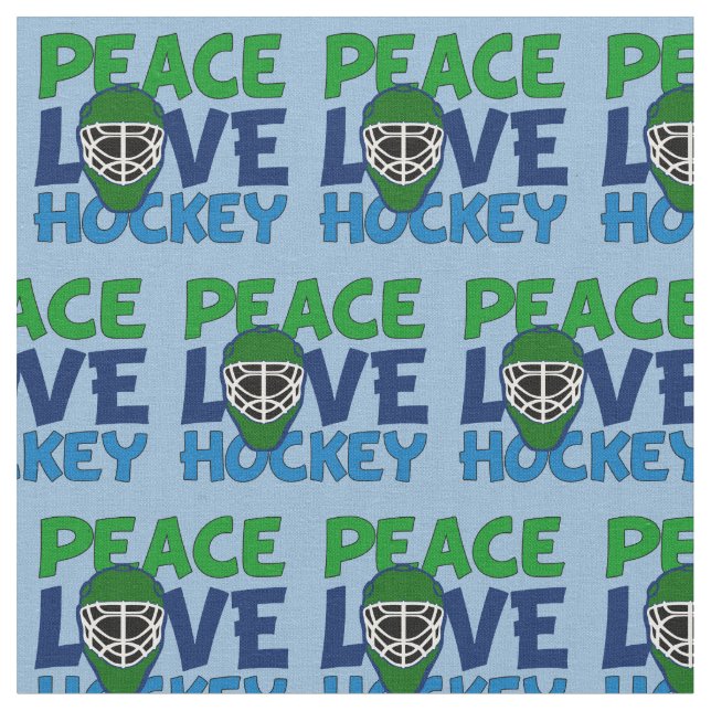 Peace Love Hockey Fabric (Close Up)