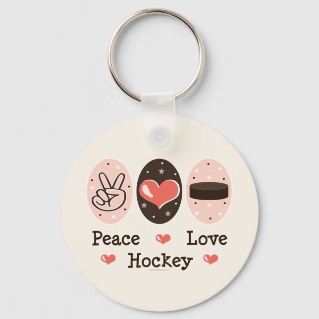 Peace Love Hockey Key Chain (Front)