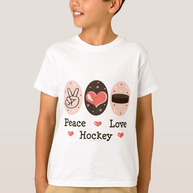 Peace Love Hockey Kids T shirt (Front)