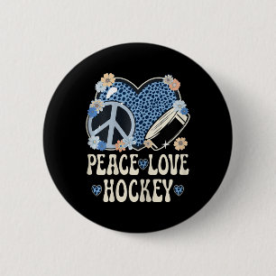 Peace Love Hockey Lover Outfit Cheetah Print Cute 6 Cm Round Badge