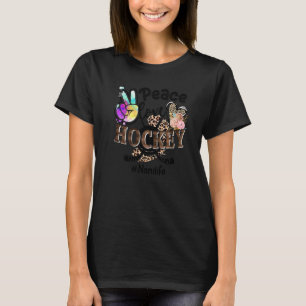 Peace Love Hockey Nani Life Mum Grandma Leopard T-Shirt