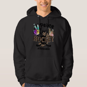 Peace Love Hockey Nonna Life Mum Grandma Leopard Hoodie