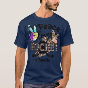Peace Love Hockey Oma Life Mum Grandma Leopard T-Shirt