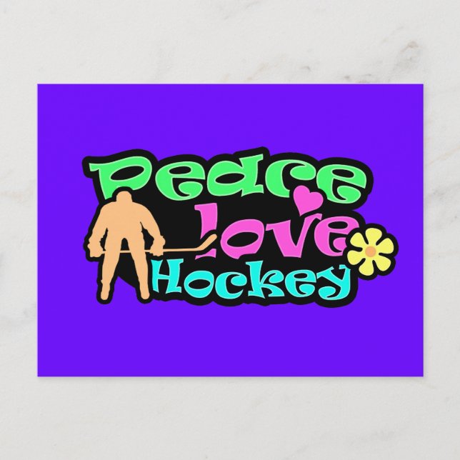 Peace, Love, Hockey; Retro Postcard (Front)