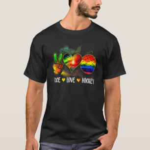 Peace Love Hockey Tie Dye Hockey  Game Sport T-Shirt