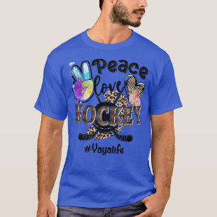 Peace Love Hockey Yaya Life Mom Grandma Leopard  T-Shirt