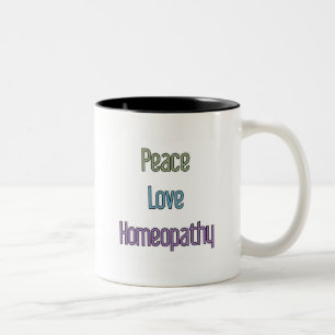 Peace, Love, Homaeopathy Two-Tone Coffee Mug