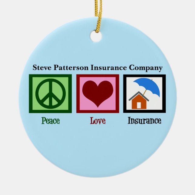 Peace Love Homeowners Insurance Company Custom Ceramic Tree Decoration (Front)