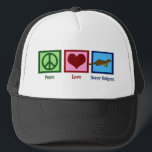 Peace Love Honey Badgers Trucker Hat<br><div class="desc">A peace sign,  heart,  and a honey badger.</div>