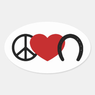 Peace-Love-Hoof Oval Sticker