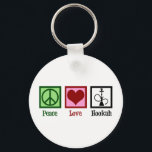 Peace Love Hookah Bar Key Ring<br><div class="desc">Peace Love Hookah. A cool hookah bar gift with a peace sign,  heart,  and pipe.</div>