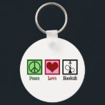 Peace Love Hookah Bar Key Ring<br><div class="desc">Peace Love Hookah. A cool hookah bar gift with a peace sign,  heart,  and pipe.</div>