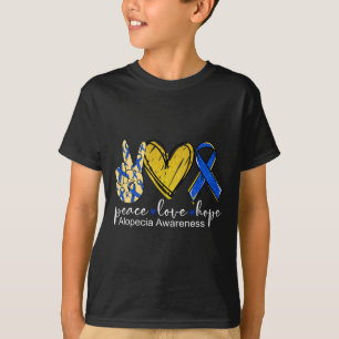 Peace Love Hope Alopecia Awareness  Blue Ribbon  T-Shirt
