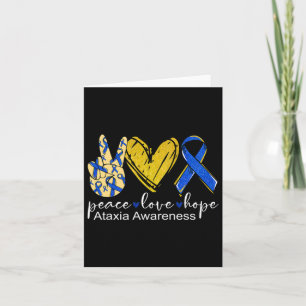 Peace Love Hope Ataxia Awareness Blue Ribbon  Card