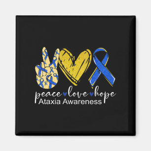 Peace Love Hope Ataxia Awareness Shirt Blue Ribbon Magnet