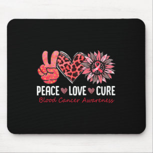 Peace Love Hope Blood Cancer Awareness  Red Ribbon Mouse Mat