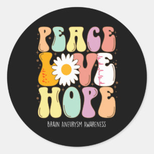 Peace Love Hope Brain Aneurysm Awareness Gift Classic Round Sticker