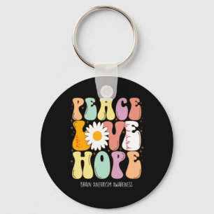 Peace Love Hope Brain Aneurysm Awareness Gift Key Ring