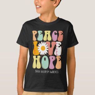 Peace Love Hope Brain Aneurysm Awareness Gift T-Shirt