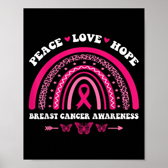Peace Love Hope Breast Cancer Rainbow Emotional Pi Poster (Front)